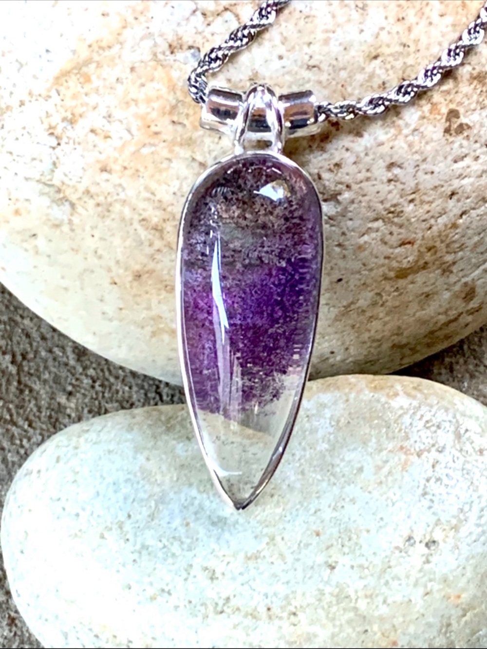 Natural Lodolite Garden Fairy Quartz Dream Stone Pendant